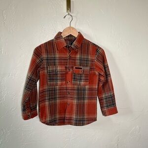 Properly Tied Boys YS Plaid Flannel Button Down Shirt Rust Blue